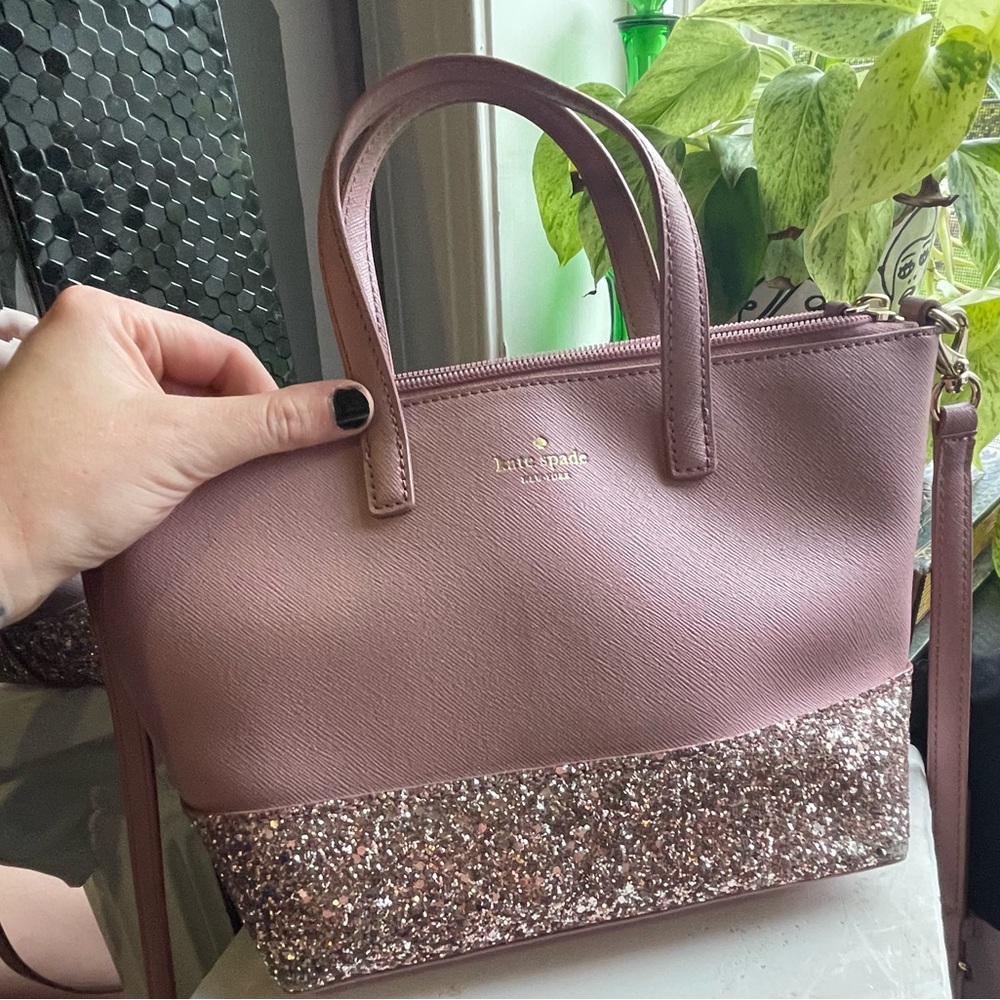 Kate spade pink glitter cross body purse